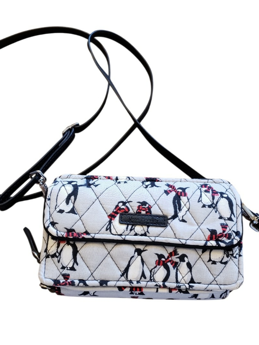 Vera Bradley White Quilted Crossbody with Penguin Print